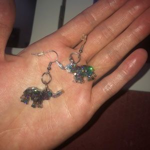 3/$12 Acrylic glitter elephant earrings